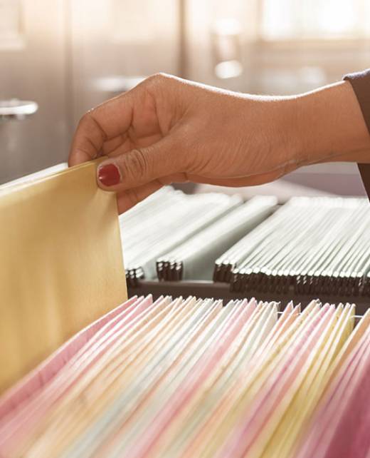 Important documents in files placed in the filing cabinet